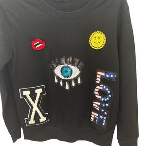 YATIVI vintage BLINg Graphic Sweatshirt‎ Black SmallWhimsy evil Patriotic